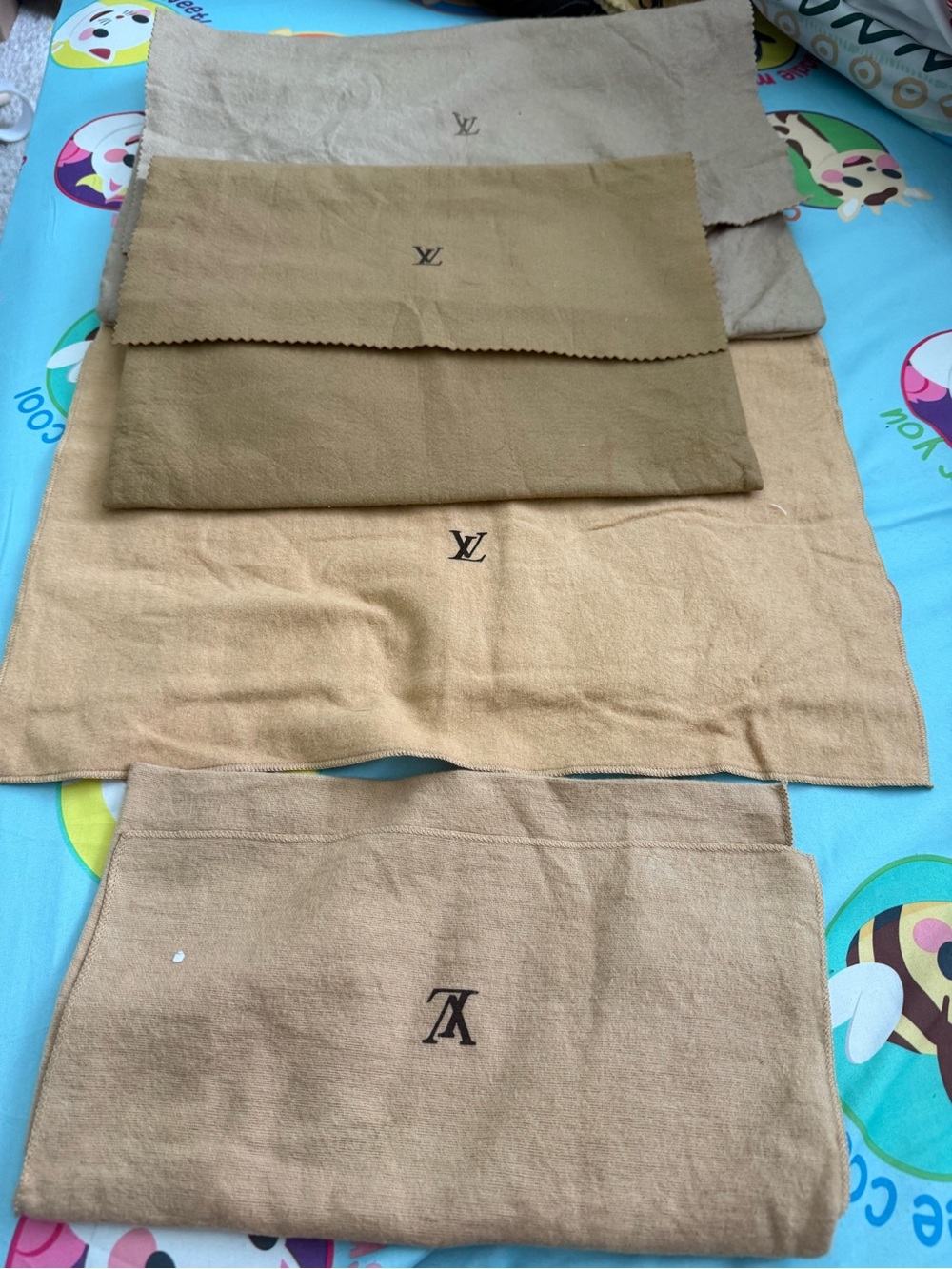 Louis Vuitton Neutral Tan and Beige Dust Bag Set